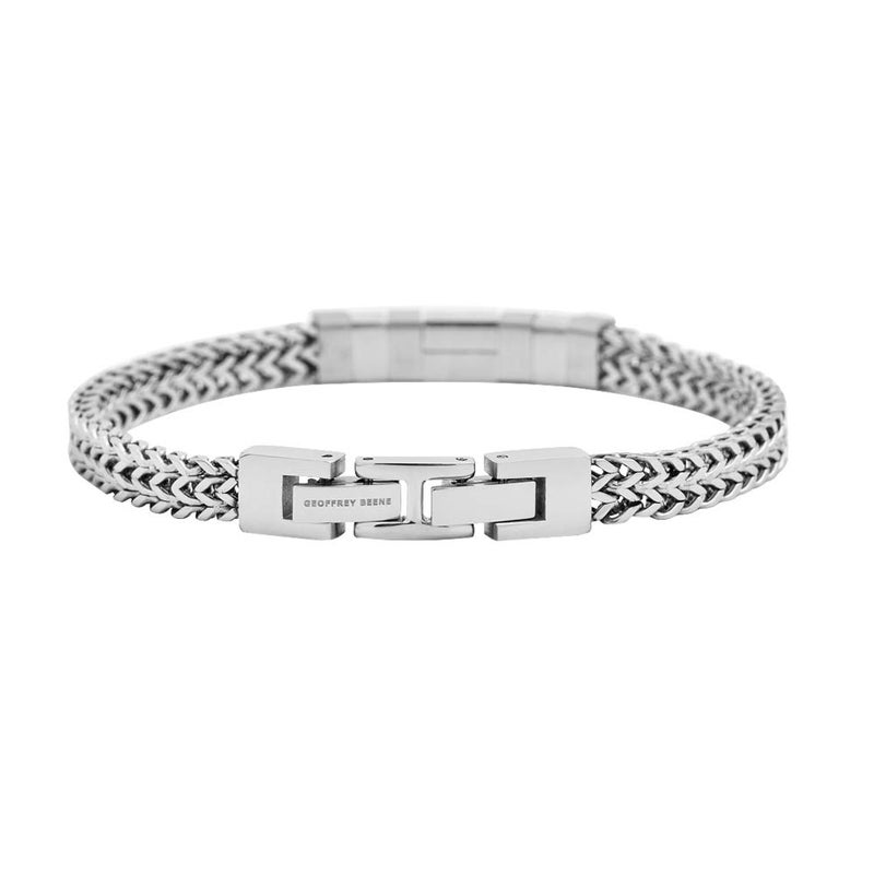 Geoffrey Beene Menâ€™s Stainless Steel Double Franco Chain Bracelet with Extension (Silver) - Image 2